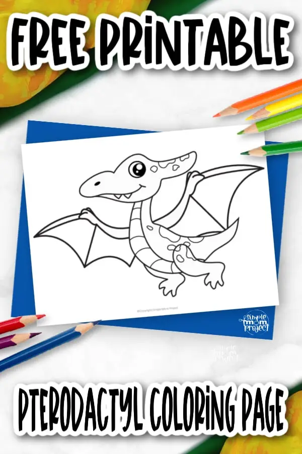 Printable Dinosaur Pterodactyl Template Coloring Page for Kids, preschoolers, toddlers 3