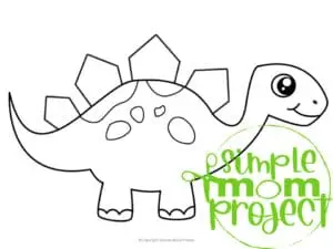 Printable Dinosaur Stegosaurus Template Coloring Page for Kids, preschoolers, toddlers 1