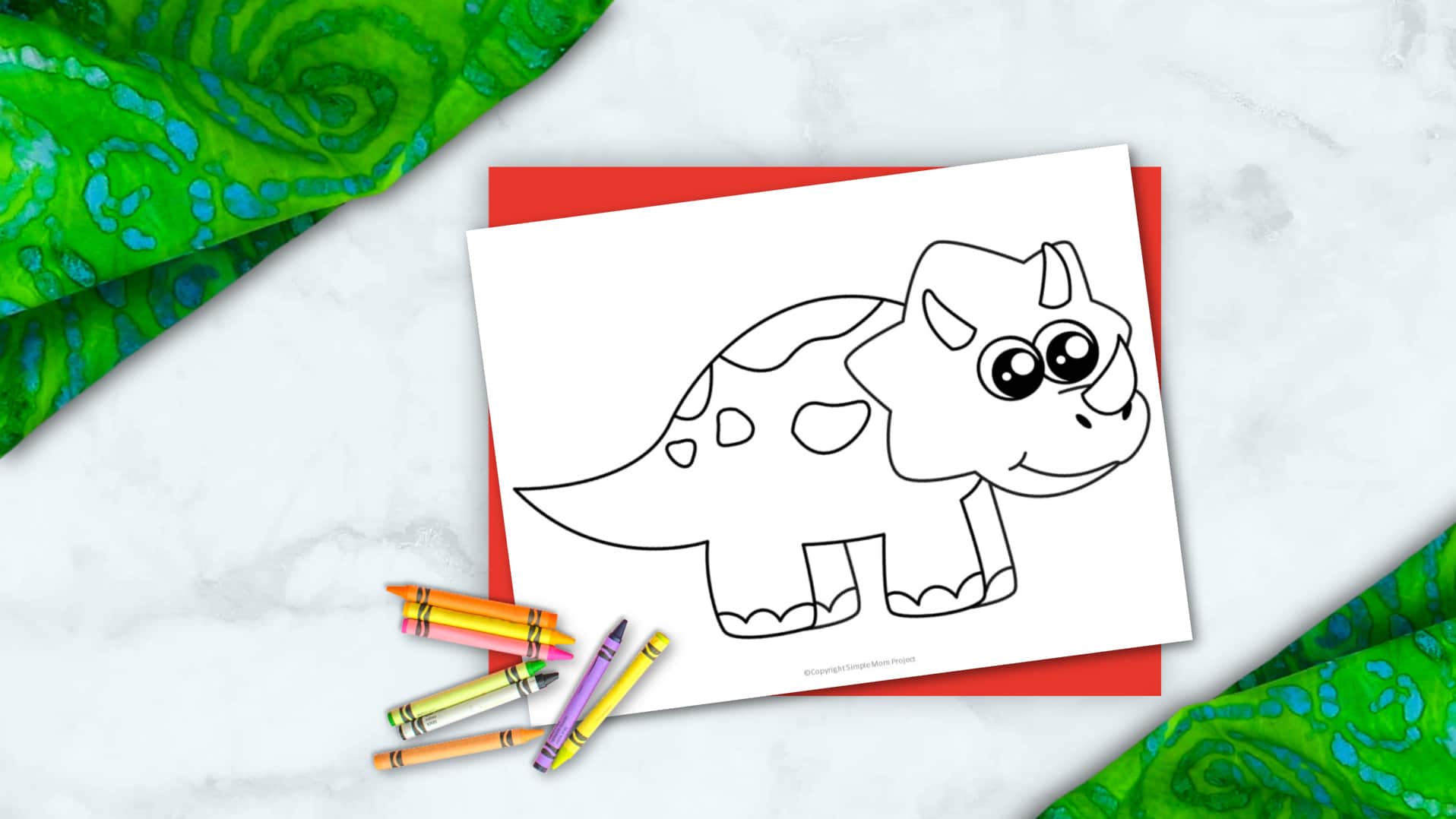 Printable Dinosaur Triceratops Template Coloring Page for Kids, preschoolers, toddlers 2