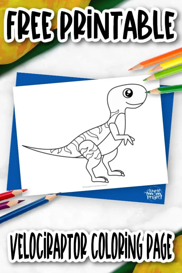 Printable Dinosaur Velociraptor Template Coloring Page for Kids, preschoolers, toddlers 3