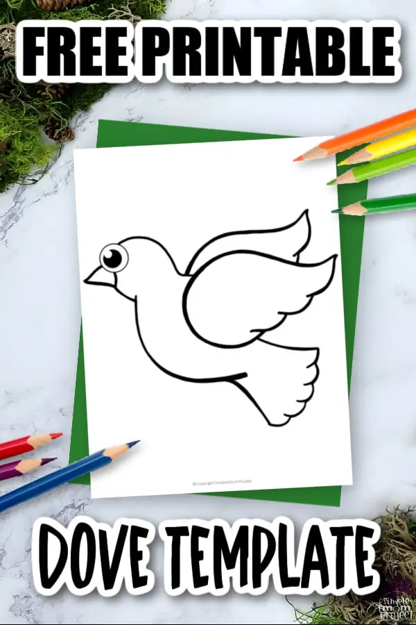 Printable Dove Template Coloring Page for Kids Preschoolers Toddlers and Bird Crafts 3