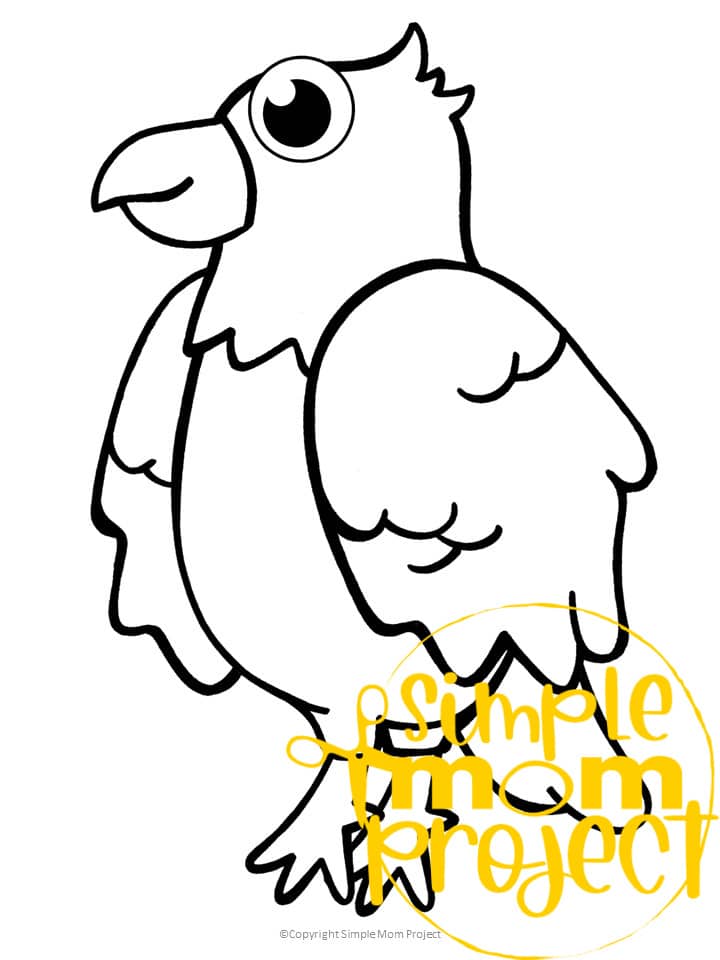 Printable Eagle Template Coloring Page for Kids Preschoolers Toddlers and Bird Crafts 1