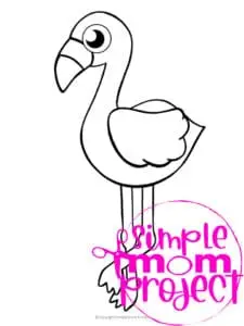Printable Flamingo Template Coloring Page for Kids Preschoolers Toddlers and Bird Crafts 1
