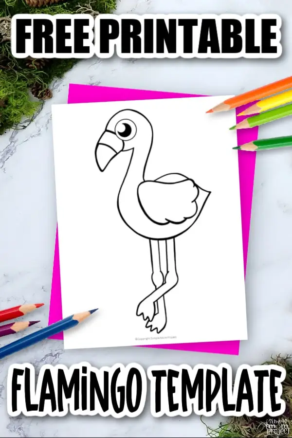 Printable Flamingo Template Coloring Page for Kids Preschoolers Toddlers and Bird Crafts 3