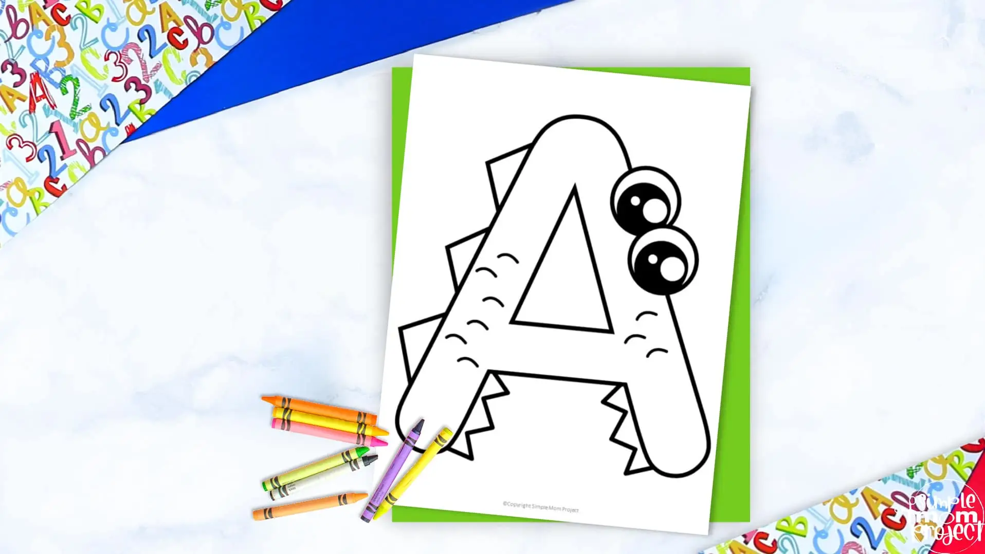 Printable Letter A is for Alligator Coloring Page Letter A template for preschool, toddlers, kindergarten kids