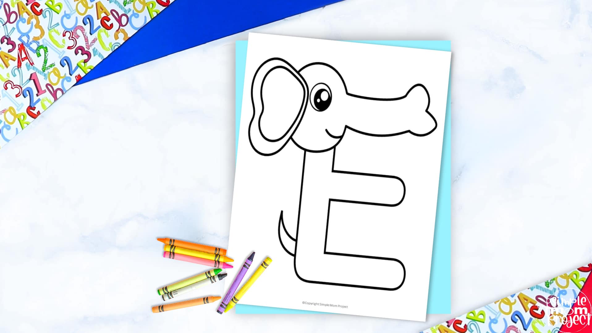 Printable Letter E is for Elephant Coloring Page Letter E template for preschool, toddlers, kindergarten kids 2
