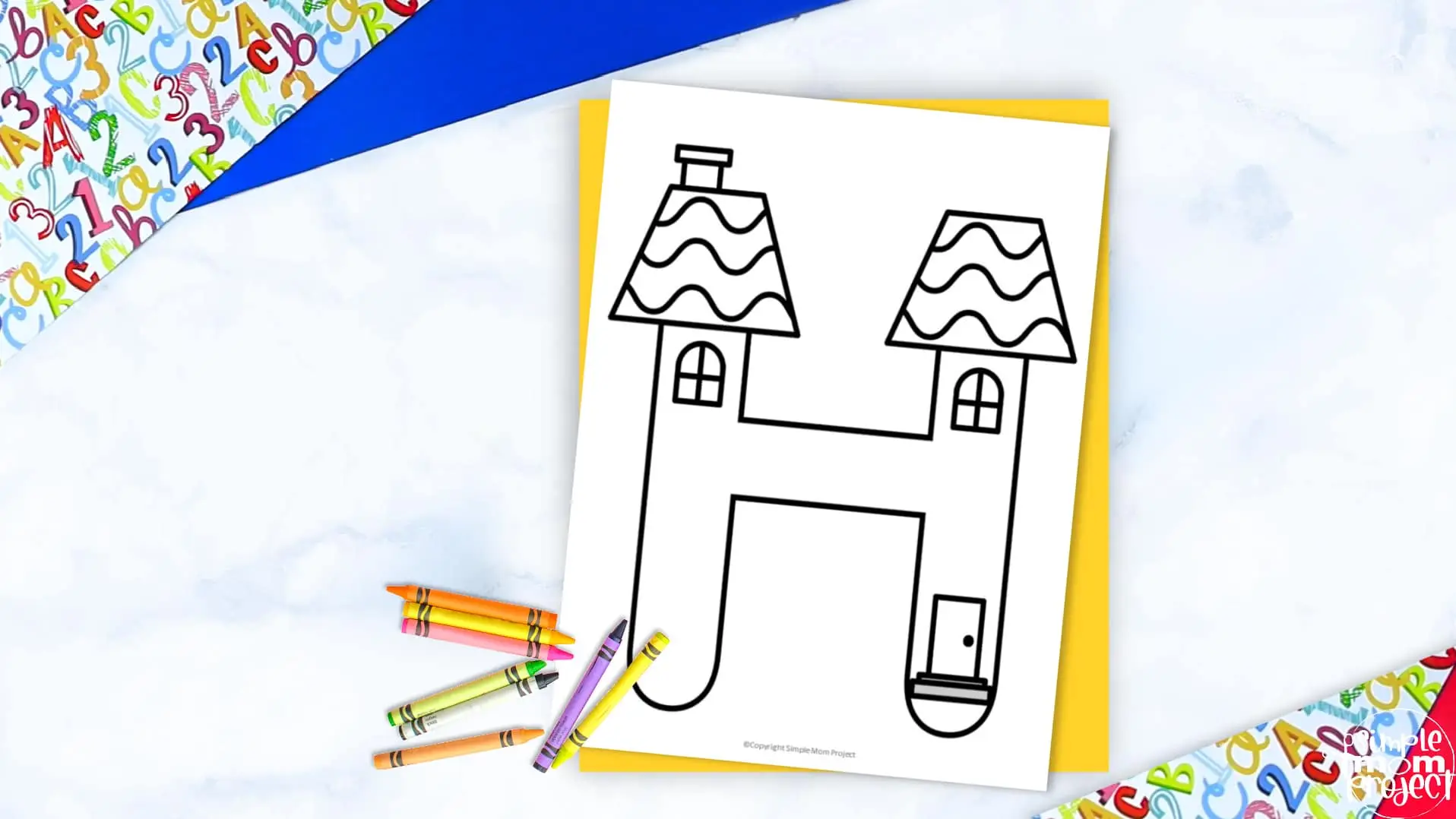 Printable Letter H is for House Coloring Page Letter H template for preschool, toddlers, kindergarten kids 2