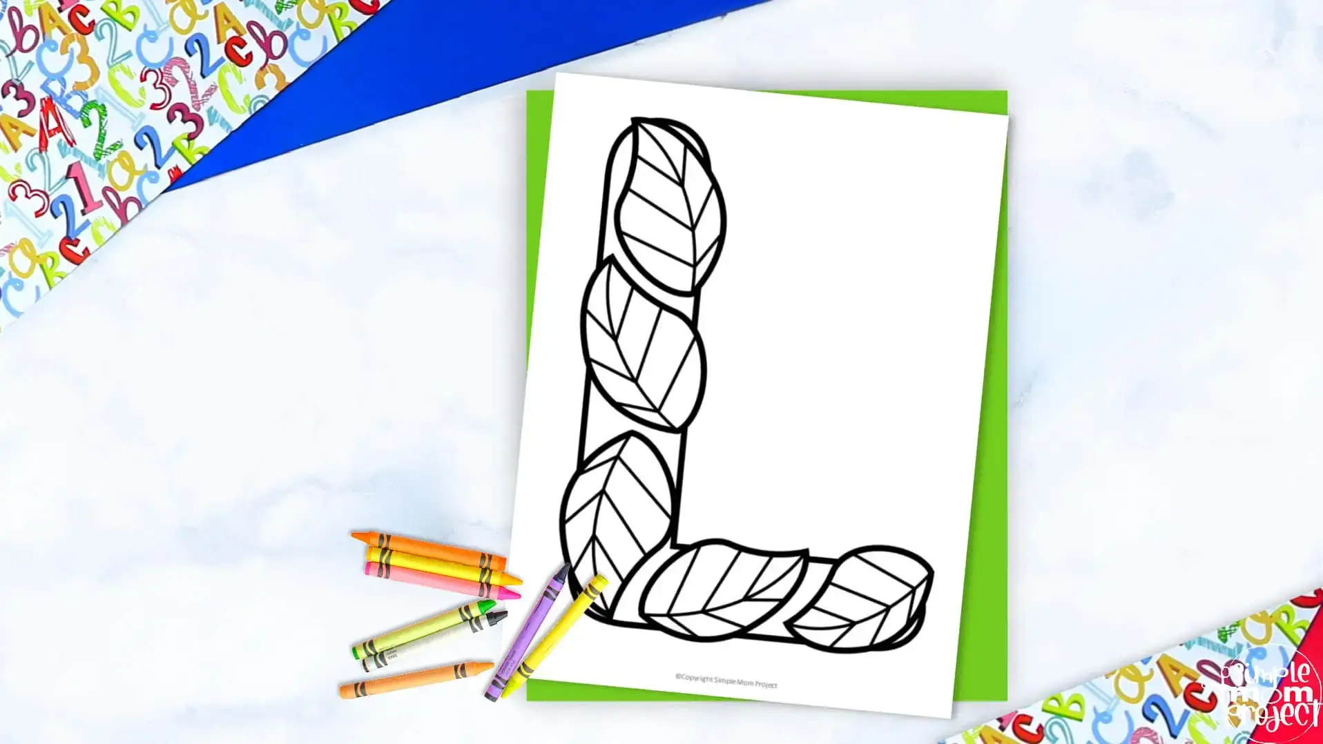 Printable Letter L is for Leaf Coloring Page Letter L template for preschool, toddlers, kindergarten kids 1