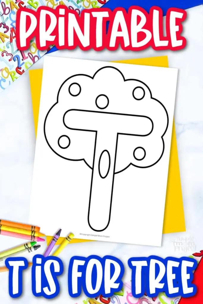 Are you looking for a fun and creative way to teach the letters of the alphabet? Use this free printable letter T for tree coloring page when teaching your kids the /T/ sound and letter words. Grab other things that start with the letter T like teddy bear, train toy or a twisty noodle as you make this preschool printable letter T coloring worksheet. Click now to print your copy today!