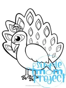 Printable Peacock Template Coloring Page for Kids Preschoolers Toddlers and Bird Crafts 1