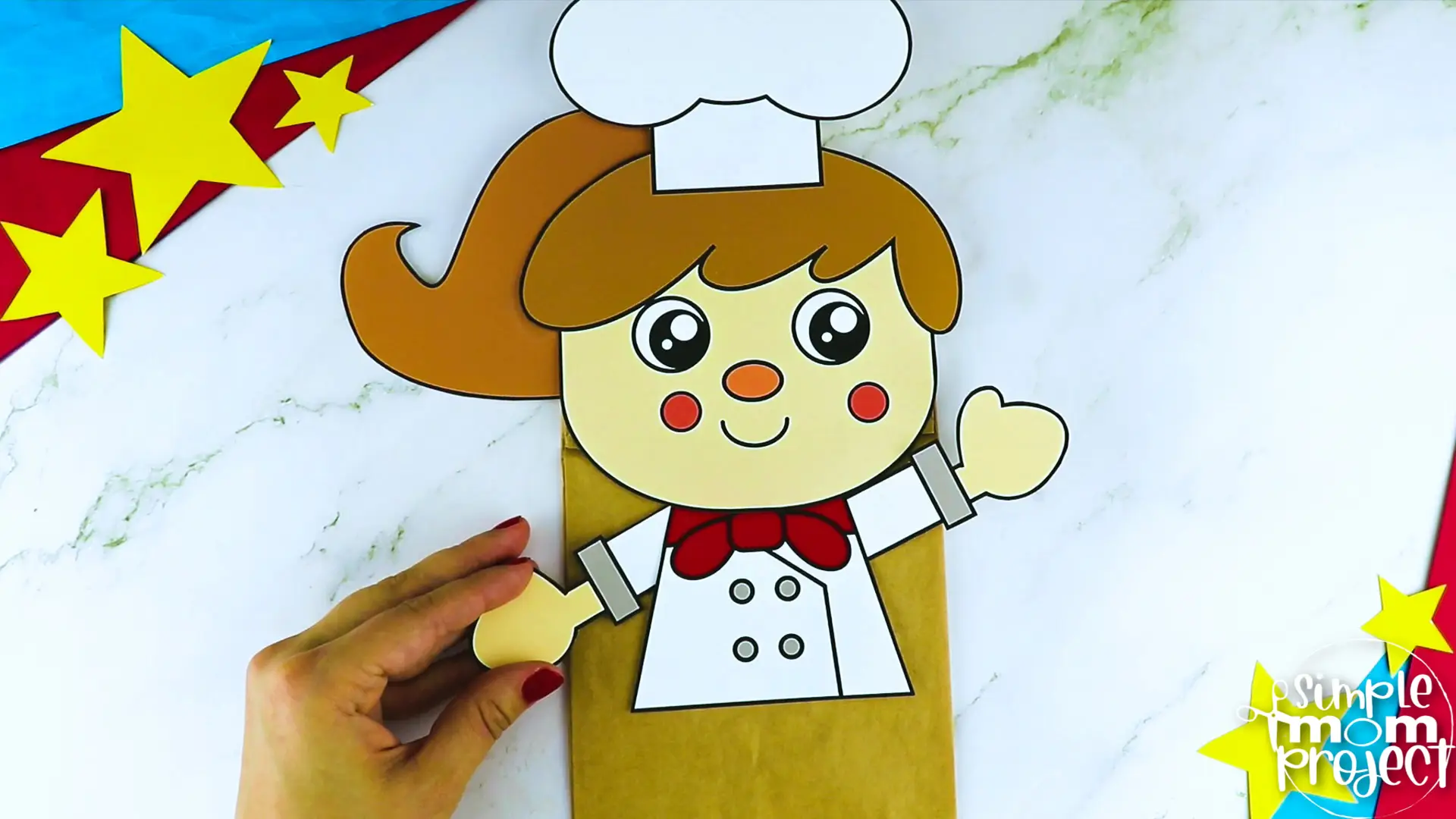 Printable Chef Paper Bag Puppet Community Helper Craft for Kids Preschooler Toddler