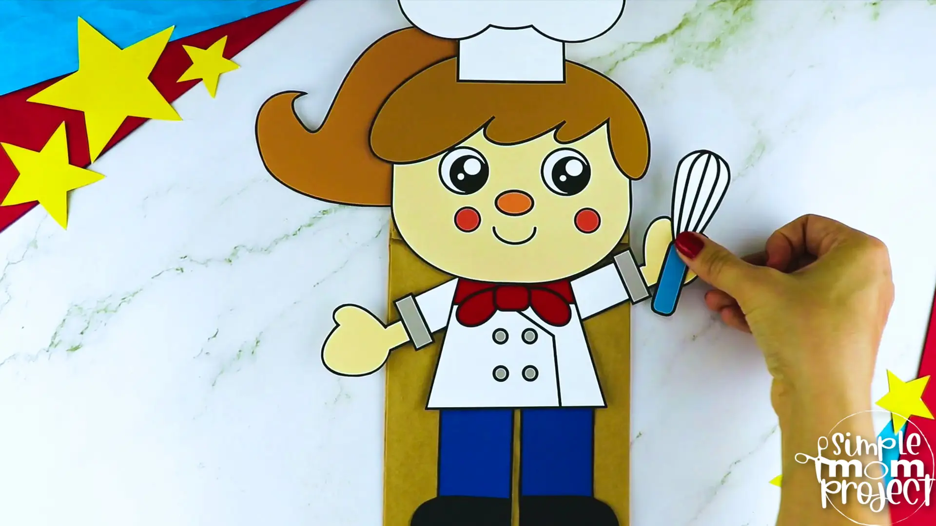 Printable Chef Paper Bag Puppet Community Helper Craft for Kids Preschooler Toddler