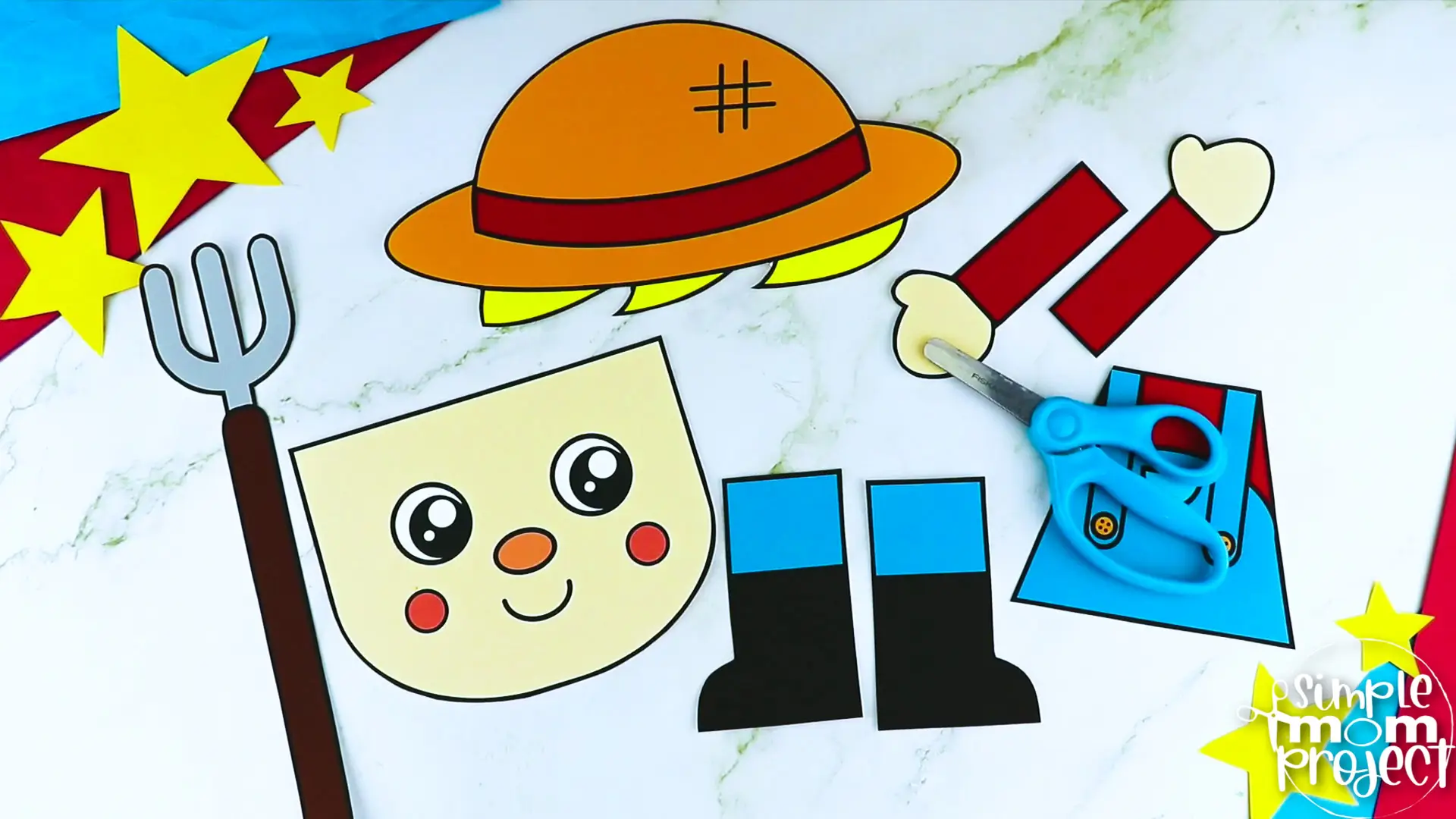 Printable Farmer Paper Bag Puppet Community Helper Craft for Kids Preschooler Toddler 9