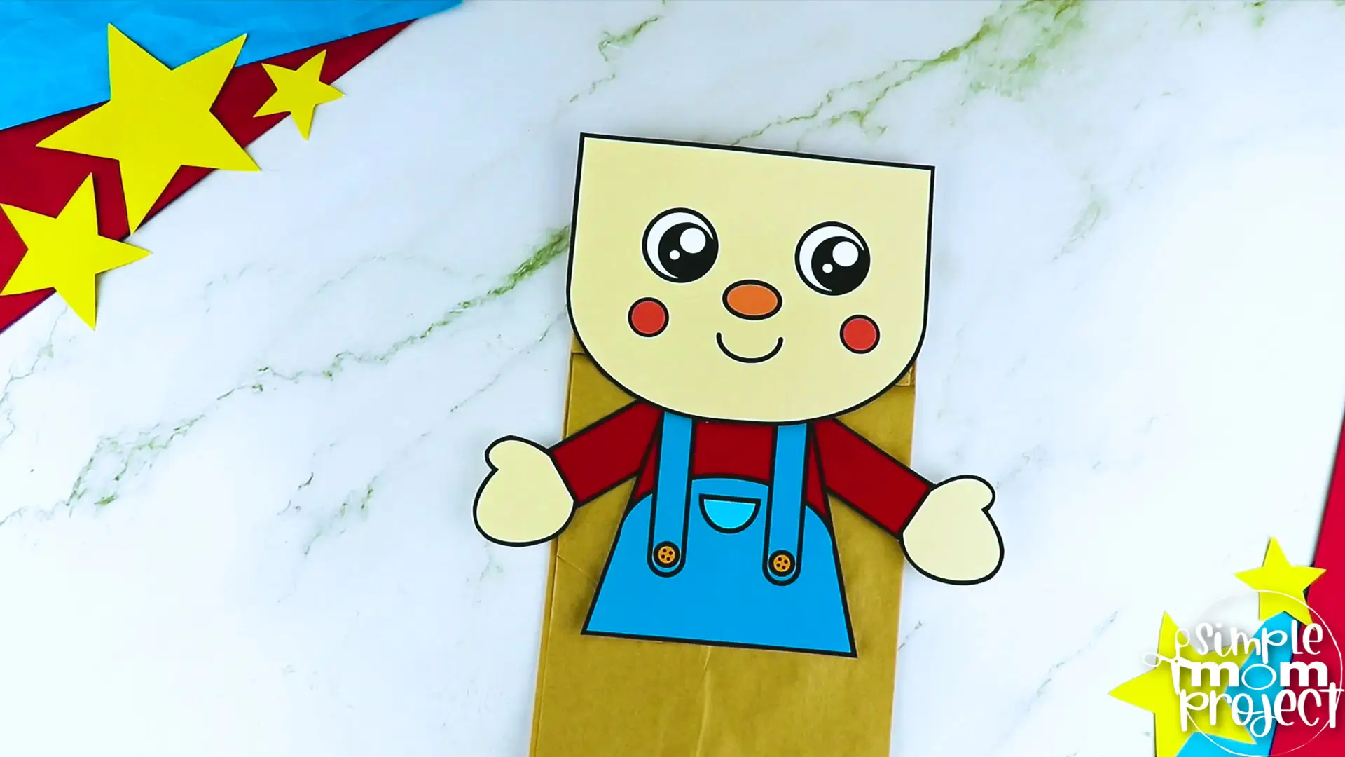 Printable Farmer Paper Bag Puppet Community Helper Craft for Kids Preschooler Toddler 9