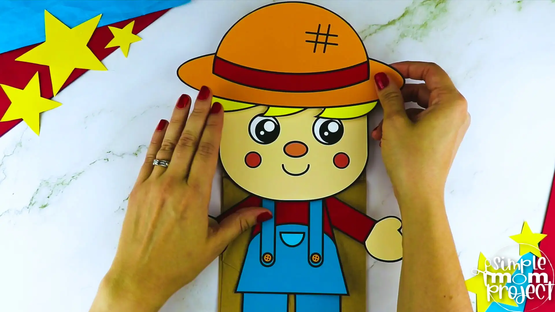 Printable Farmer Paper Bag Puppet Community Helper Craft for Kids Preschooler Toddler 9