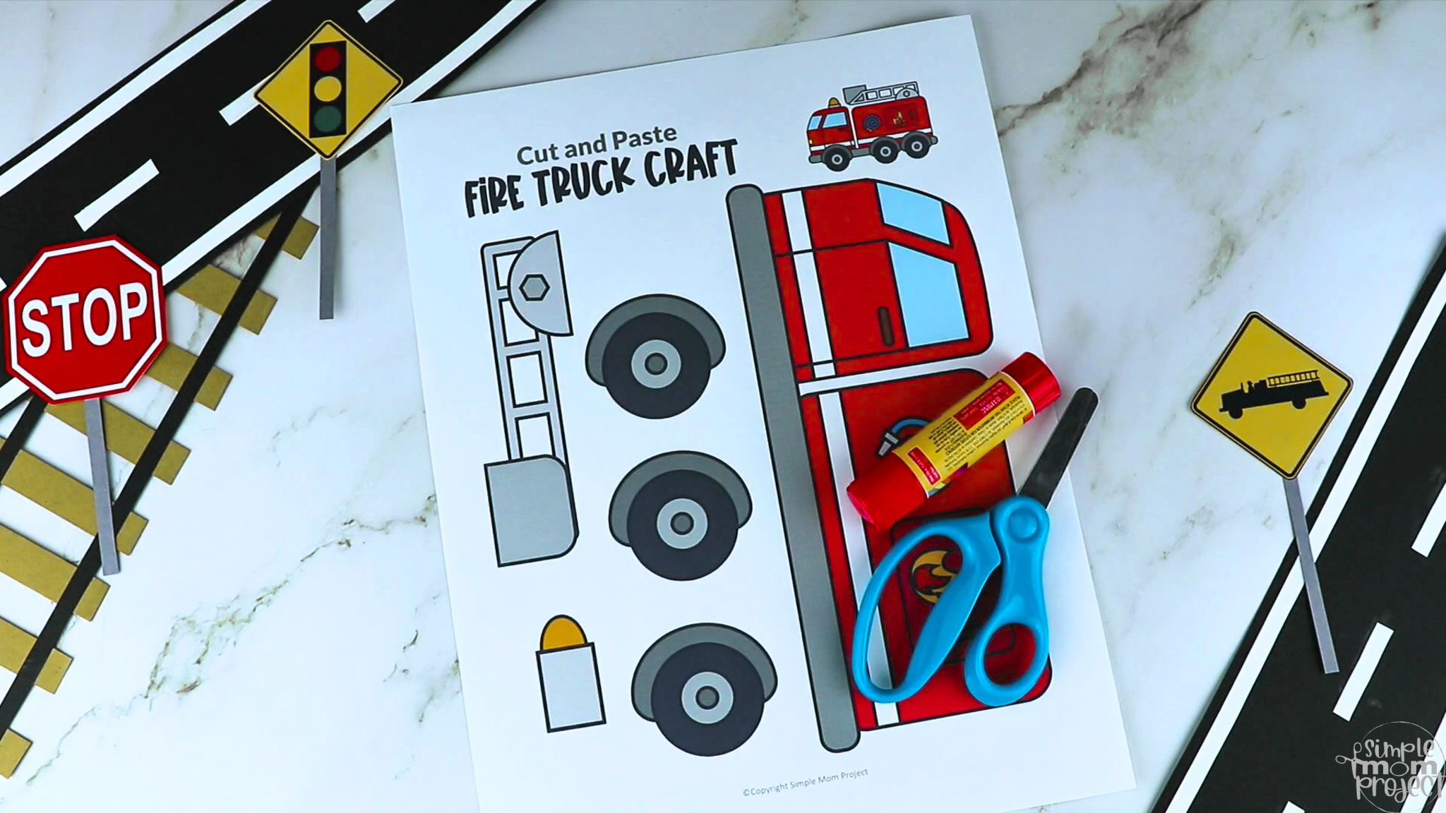 Printable Fire Truck Craft Template Simple Mom Project