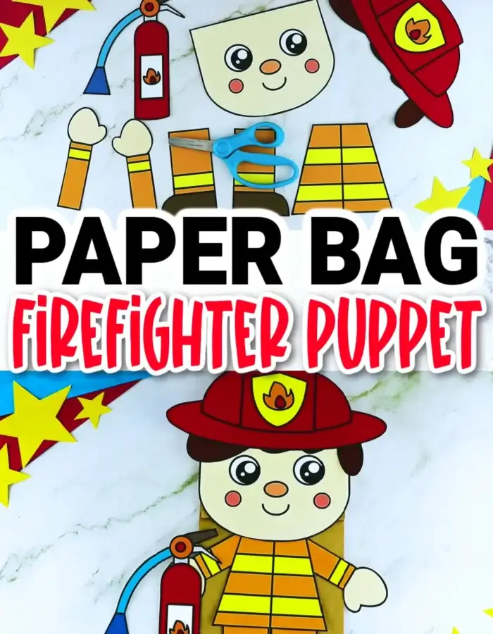 Are you looking for easy cut-and-paste craft activity to teach your kids the letter F? Use our printable firefighter paper bag puppet craft today! It is a great project when working with your fire safety or community helper lessons. Glue the firefighter craft to a brown paper bag and let your kids unleash their creativity. Download and purchase your printable firefighter puppet templates now!
