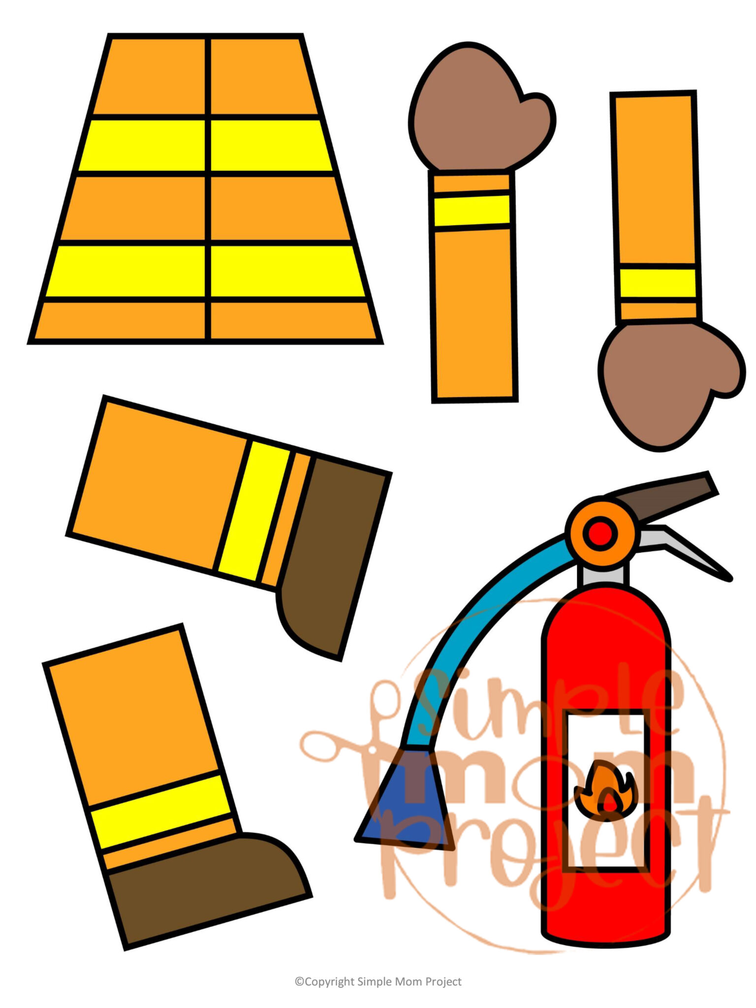 Printable Firefighter Paper Bag Puppet Template Simple Mom Project