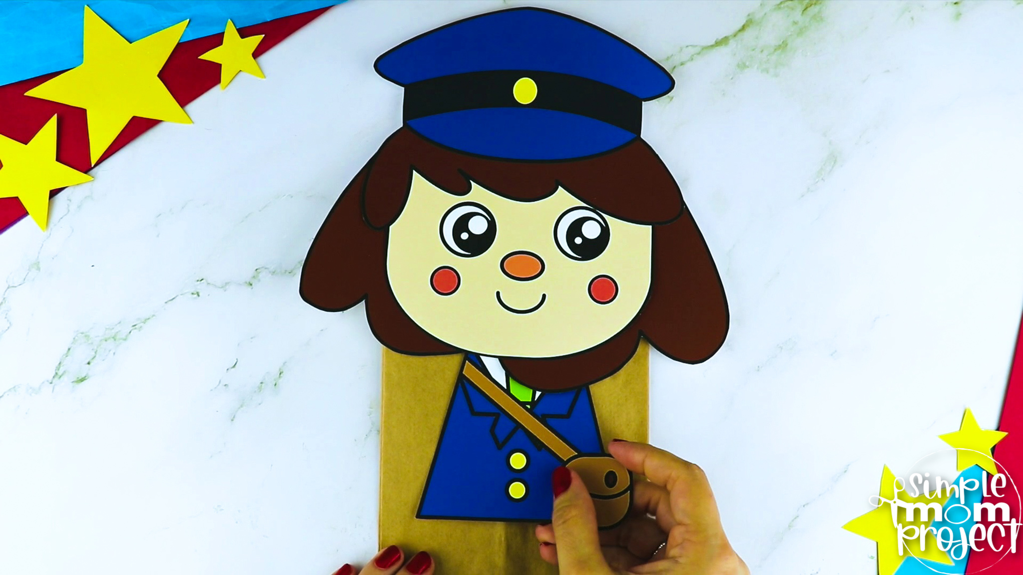 Printable Mail Carrier Paper Bag Puppet Community Helper Craft for Kids Preschooler Toddler