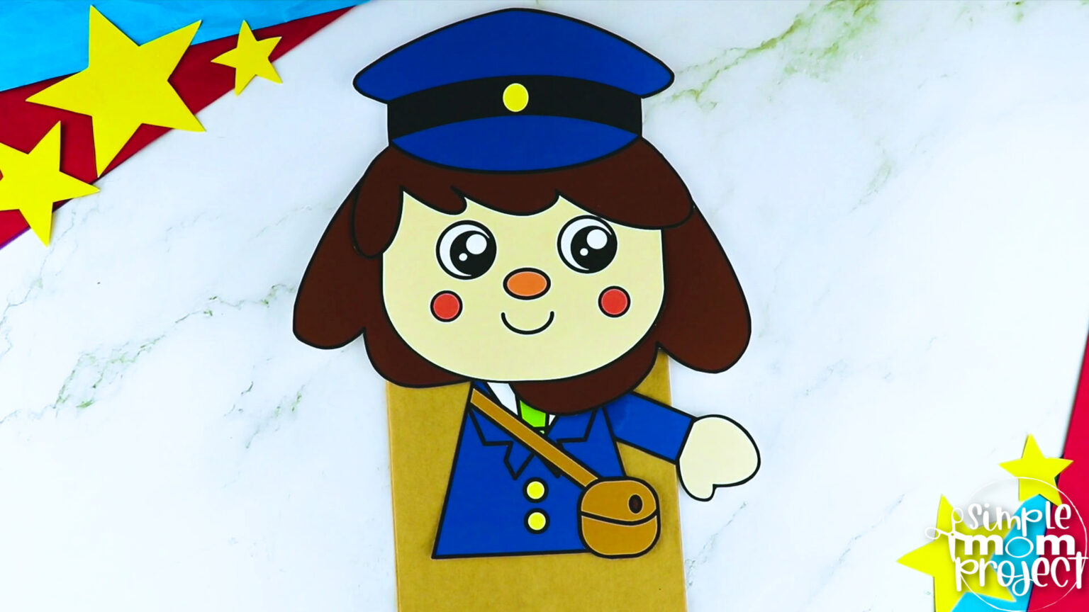 Printable Mail Carrier Paper Bag Puppet Template Simple Mom Project