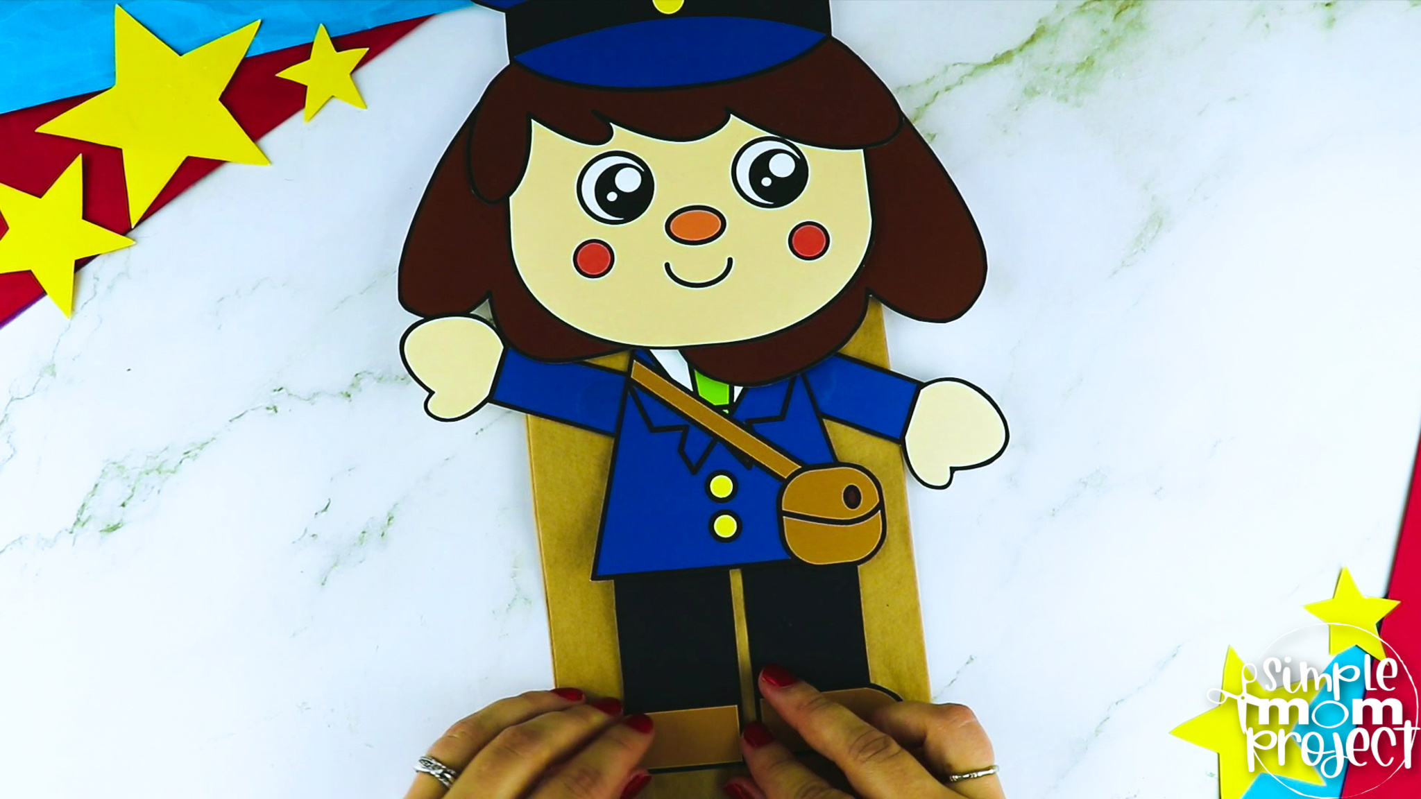 Printable Mail Carrier Paper Bag Puppet Community Helper Craft for Kids Preschooler Toddler