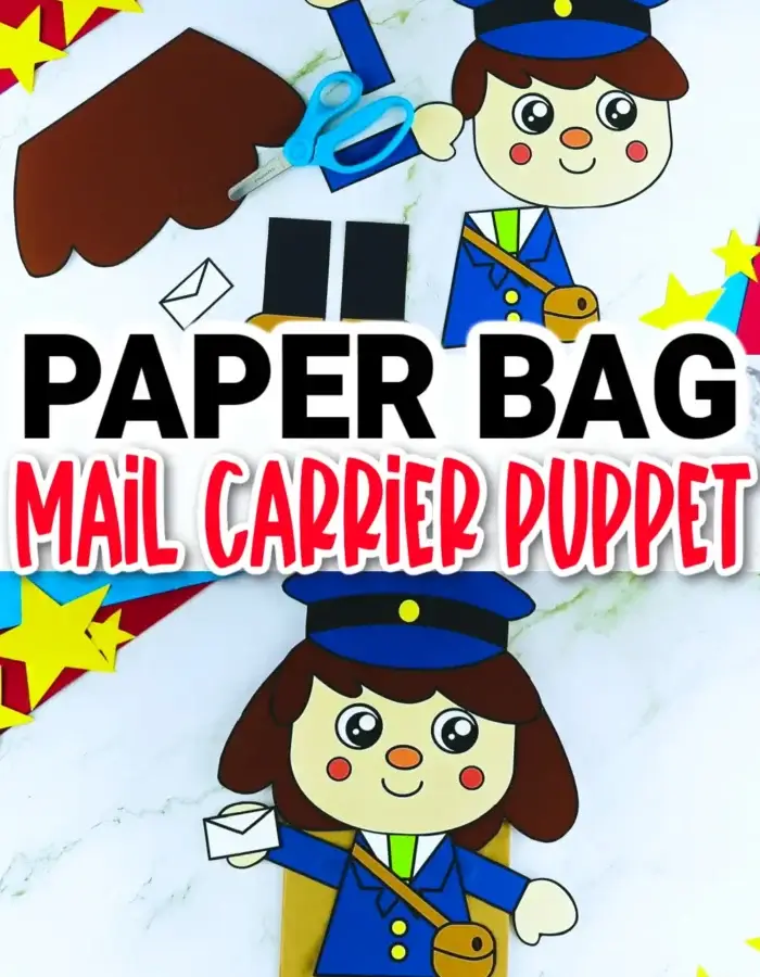Do your kids love writing letters and sending them through the post office? If so, then they will surely enjoy making these printable mail carrier paper bag puppet crafts. These diy mail carrier hand puppets are great to include in your community helper themed puppet show or lesson plans. It is a great way to teach all things a mail carrier does. Click now to download your printable mail carrier puppet templates!