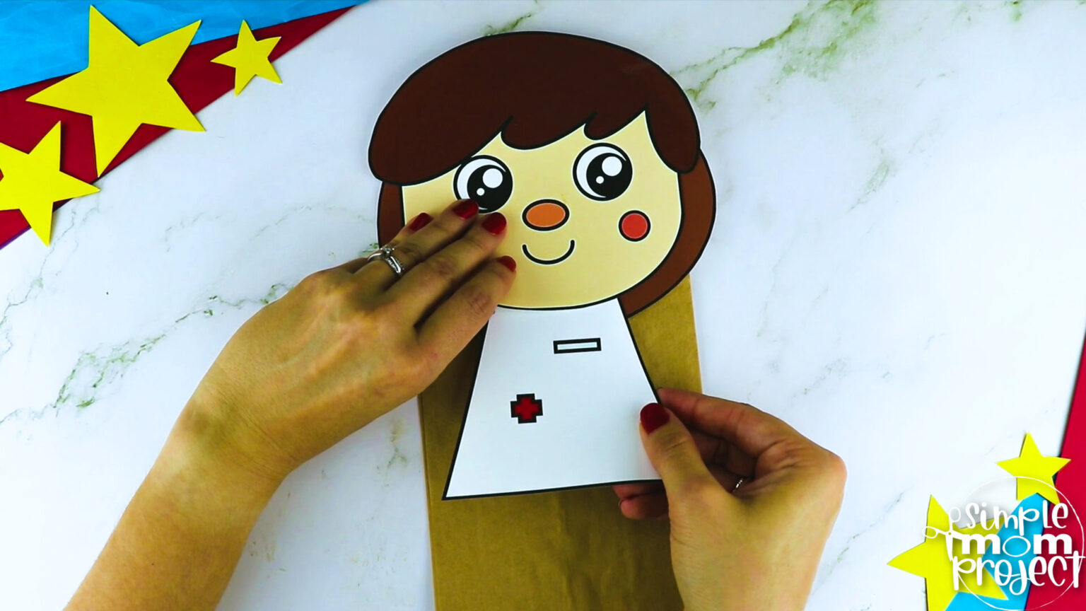 Printable nurse paper bag puppet template simple mom project