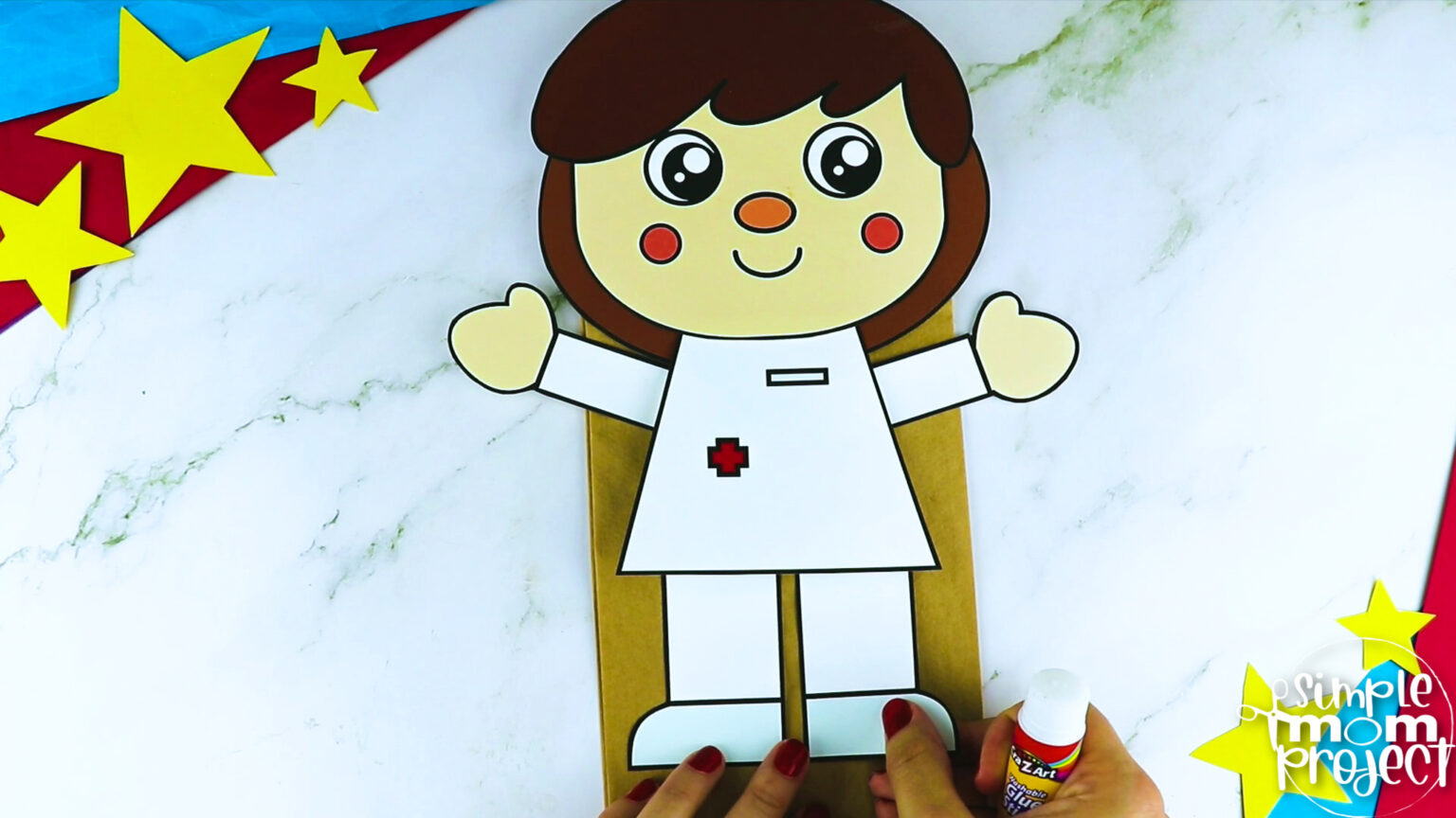 Printable nurse paper bag puppet template simple mom project