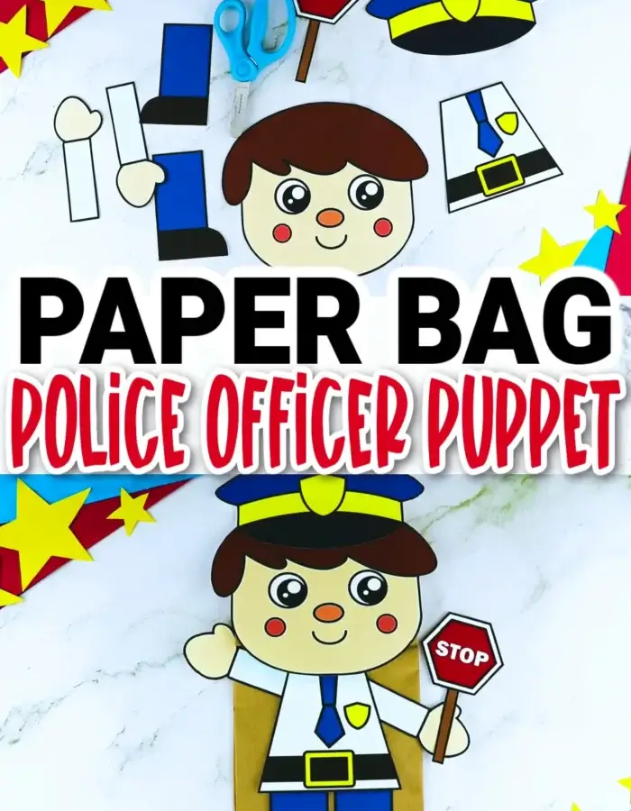 Are you searching for easy cut-and-paste police officer crafts to use when teaching community helpers or the letter P? Well, good news because kids will surely love making these printable police officer paper bag puppet crafts. These diy police officer hand puppets are great to include in your puppet show or community helper themed decorations. Grab a few supplies and purchase these printable police officer puppet templates now!