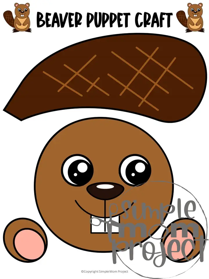 Printable Woodland Animal Beaver Paper Bag Puppet Craft 4