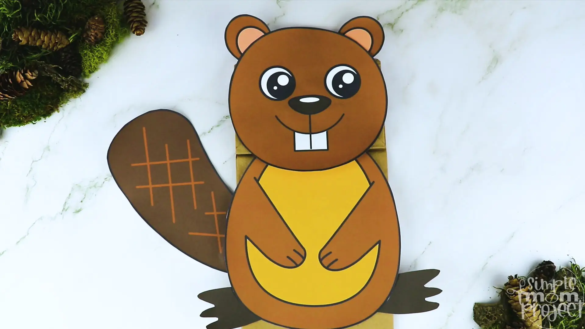 Printable Woodland Animal Beaver Paper Bag Puppet Craft