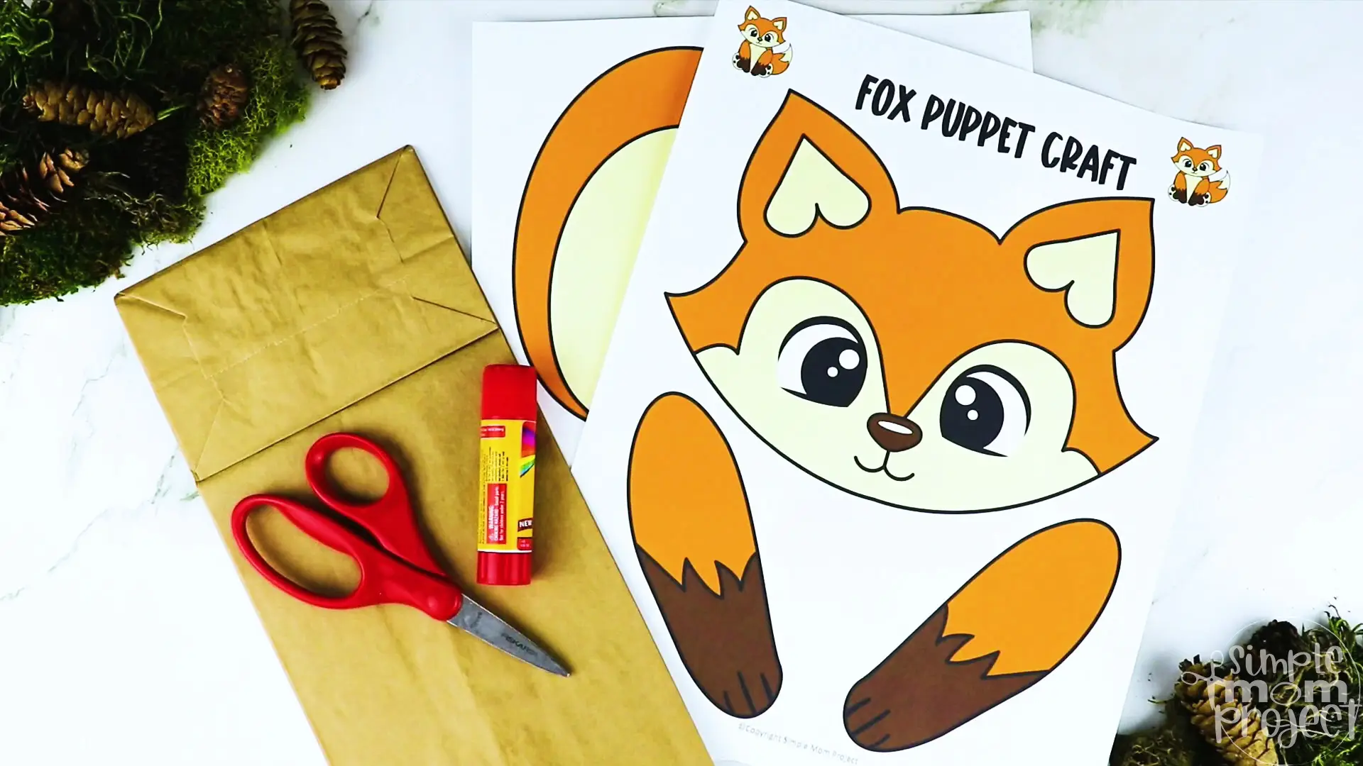 Printable Woodland Animal Fox Paper Bag Puppet Craft