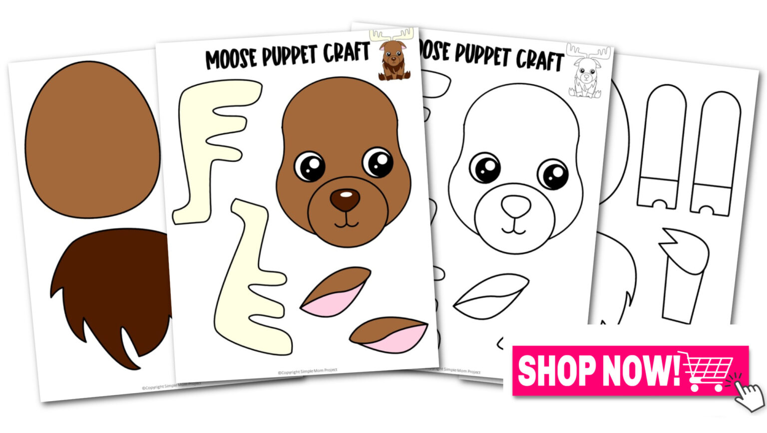 Printable Moose Paper Bag Puppet Template Simple Mom Project