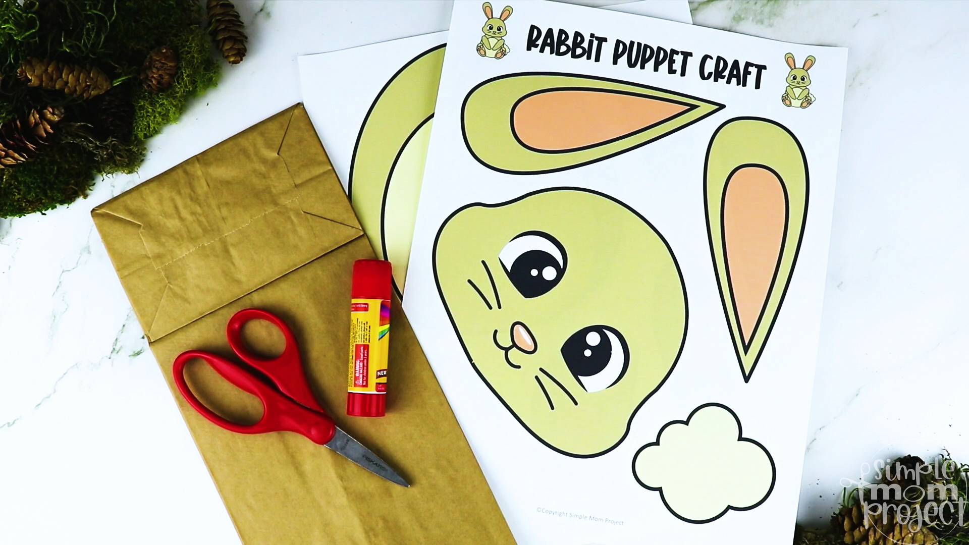 Printable Rabbit Paper Bag Puppet Template Simple Mom Project