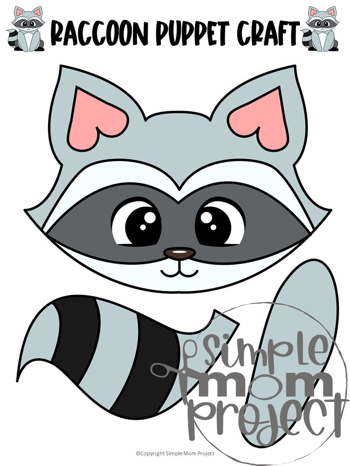 Printable Woodland Animal Raccoon Paper Bag Puppet Craft