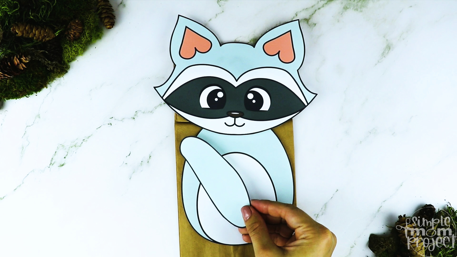 Printable Woodland Animal Raccoon Paper Bag Puppet Craft