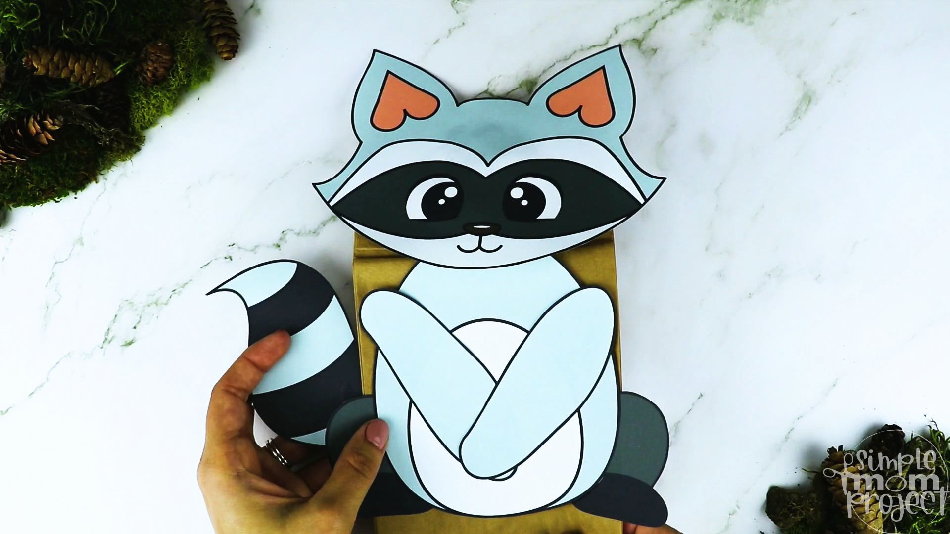 Printable Woodland Animal Raccoon Paper Bag Puppet Craft