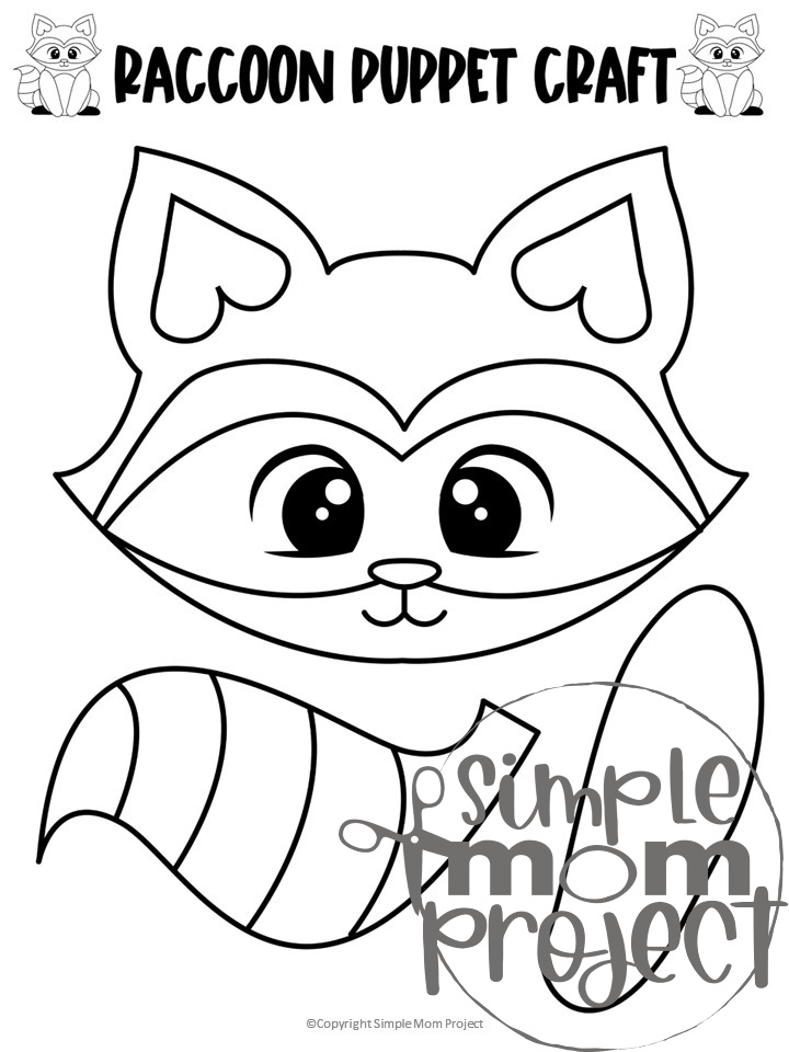 Printable Woodland Animal Raccoon Paper Bag Puppet Craft