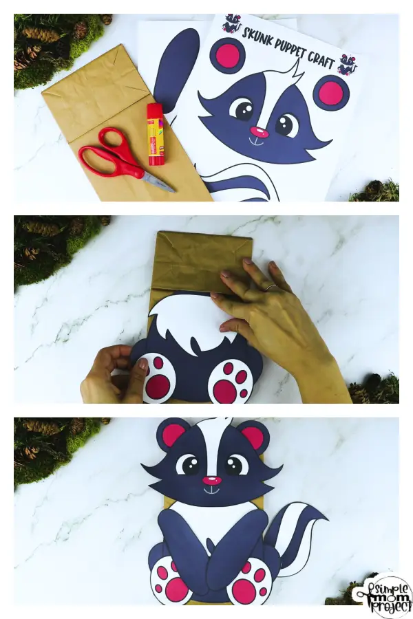 Printable Woodland Animal Skunk Paper Bag Puppet Craft 15