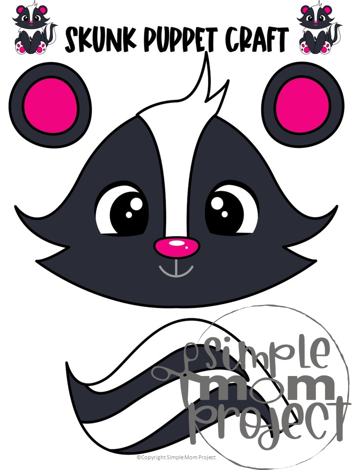 Printable Woodland Animal Skunk Paper Bag Puppet Craft 15