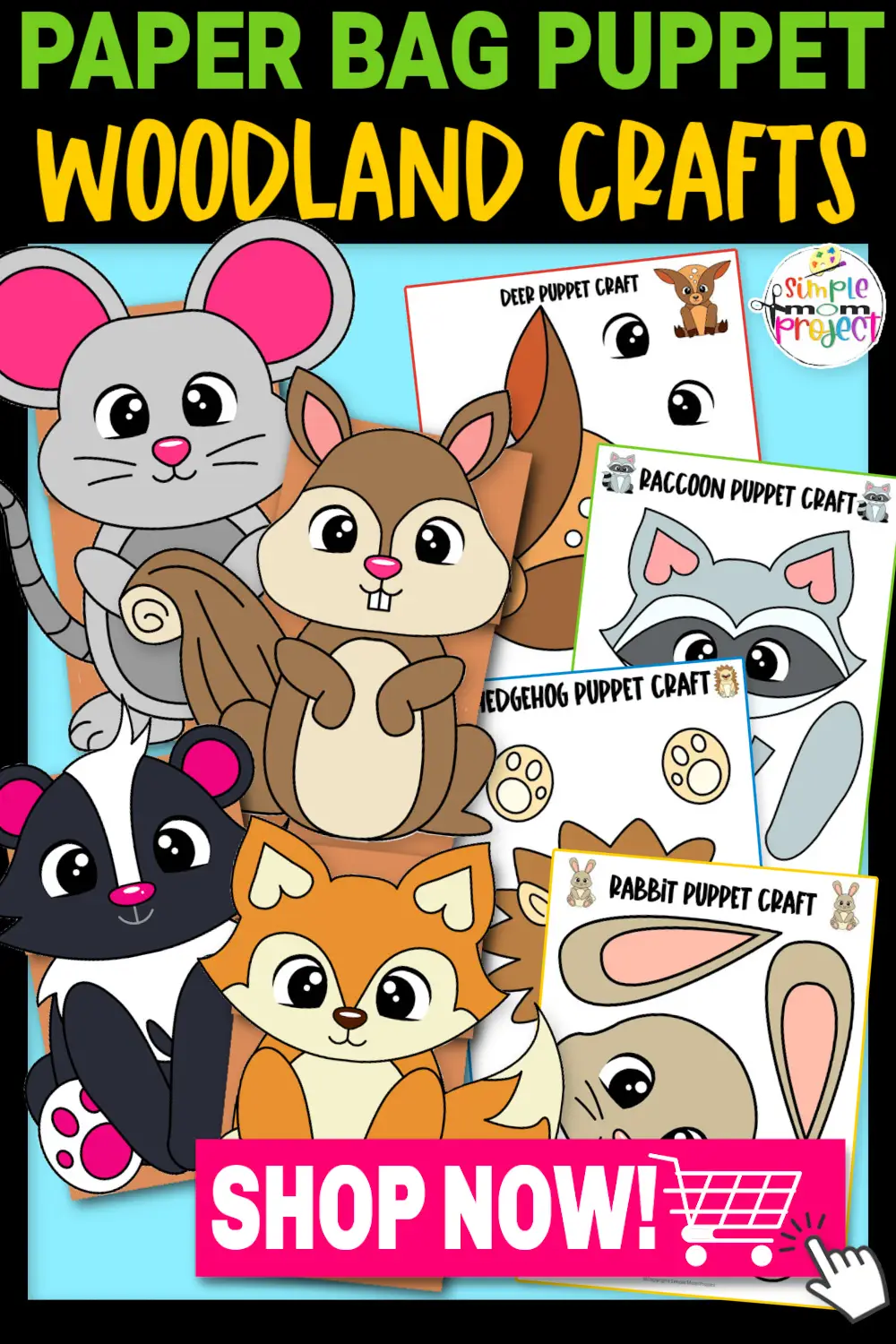 Printable Woodland Forest Animal Puppet Crafts for Preschool, toddler, kindergarten elementary crafts 6