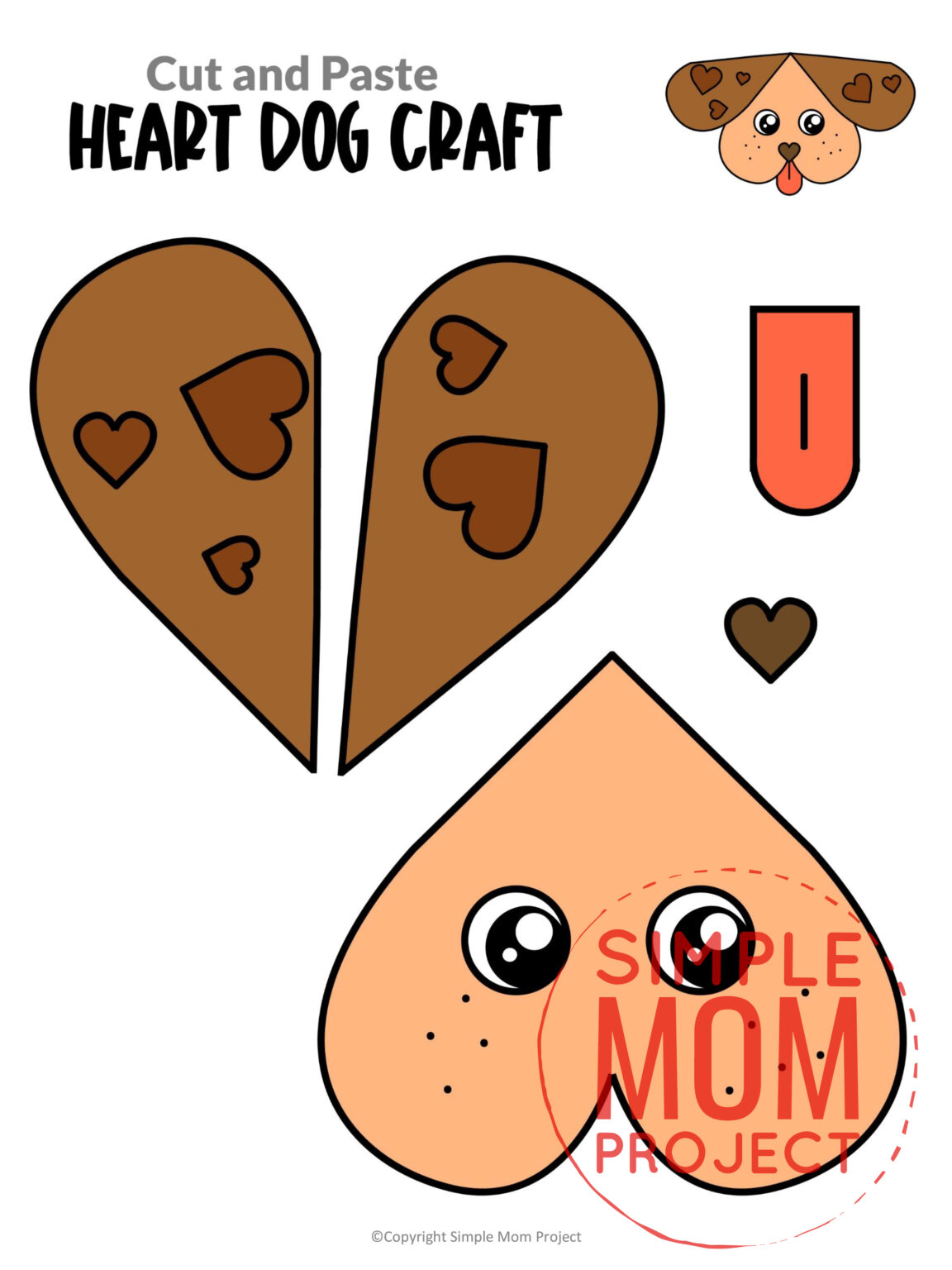 Printable Heart Dog Craft Template – Simple Mom Project
