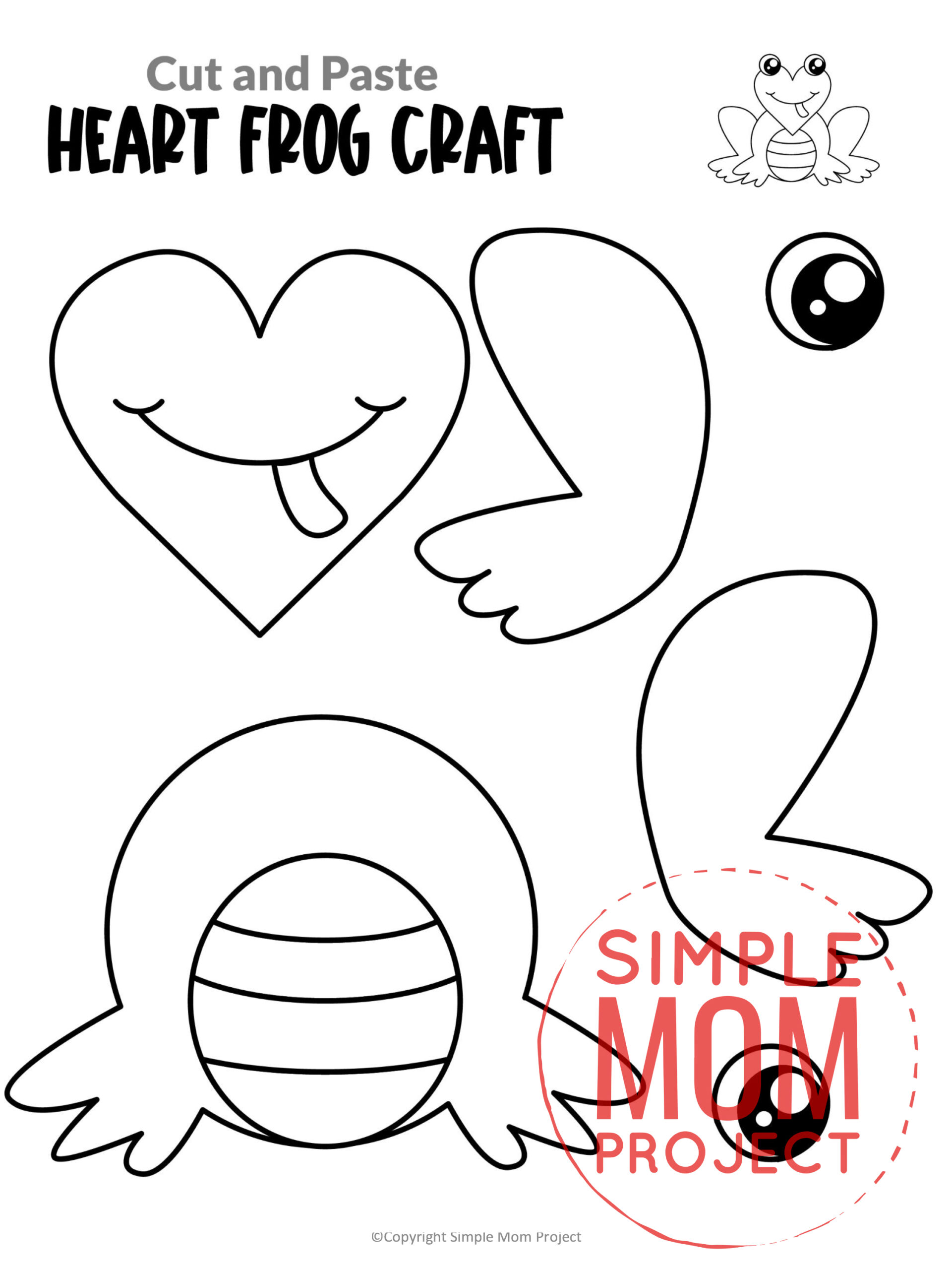 Printable Heart Frog Craft Template – Simple Mom Project