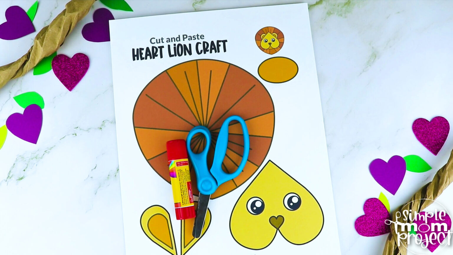 Printable Heart Lion Craft Template Simple Mom Project