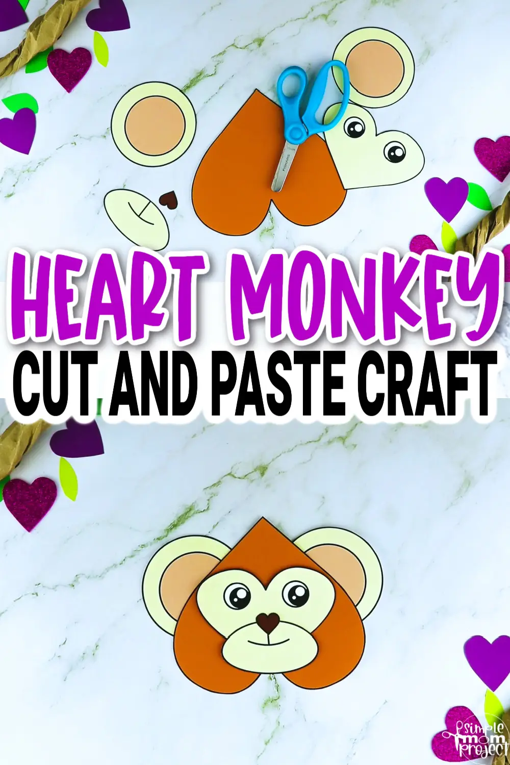 This printable heart shaped monkey craft is the perfect addition to any Letter M lesson or sharing fun facts about monkeys to your toddler, preschool or kindergarten kids. The cute heart monkey craft can be glued to a paper bag or paper plate to add fun and make your heart monkey craft stand out. Click to download and print your printable heart shaped monkey template today!