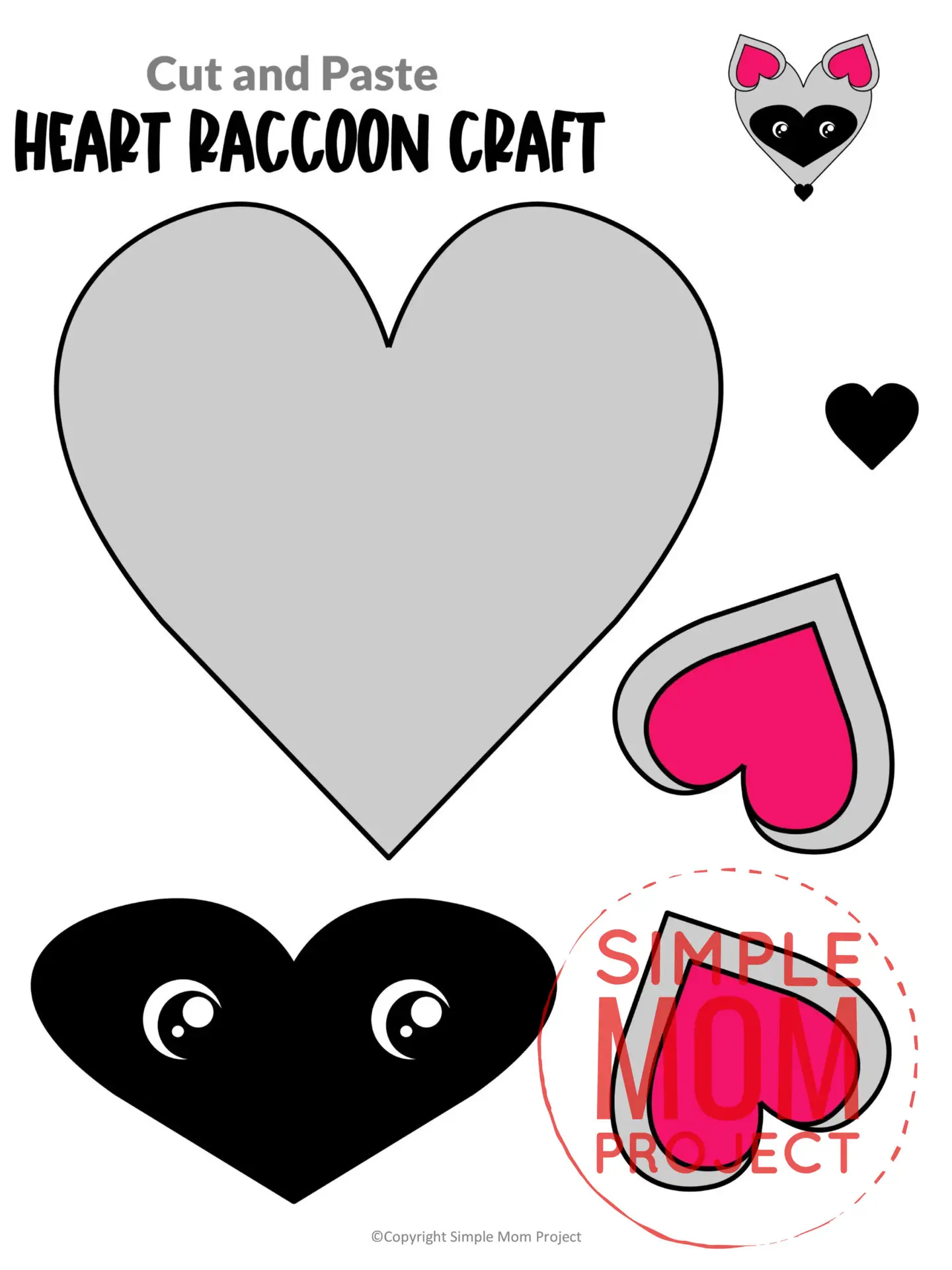 Looking for the best heart shaped animal craft for your toddler, preschool or kindergarten kids? This easy heart raccoon craft makes great cut and paste templates to keep your kids amused for hours. This printable heart raccoon craft is perfect for afternoon craft activities or even homeschooling lessons. Click now to grab this cute heart shaped racoon printable template!