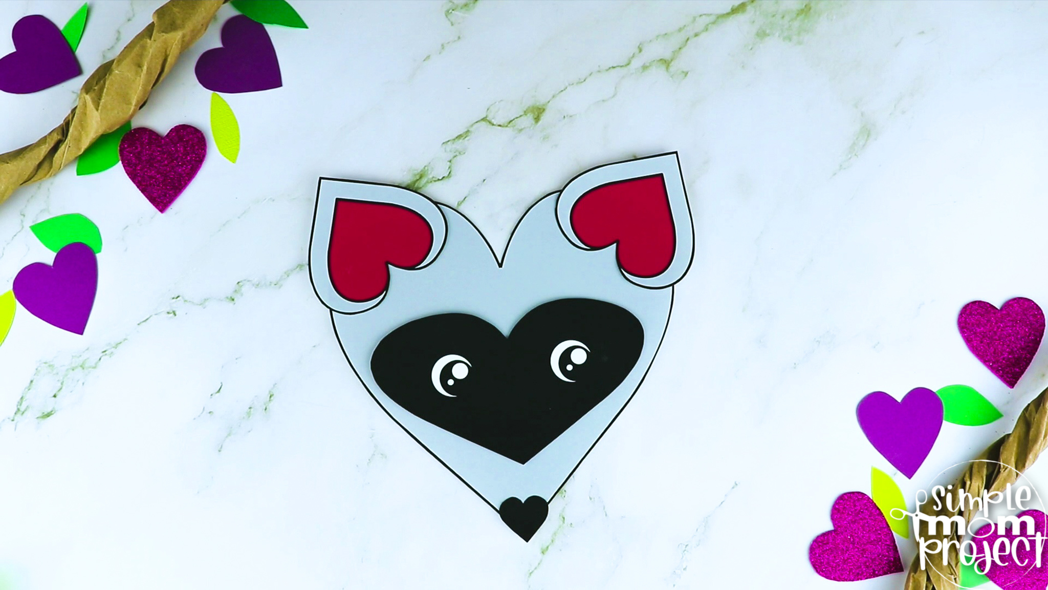 Printable Heart Raccoon Craft Template Simple Mom Project