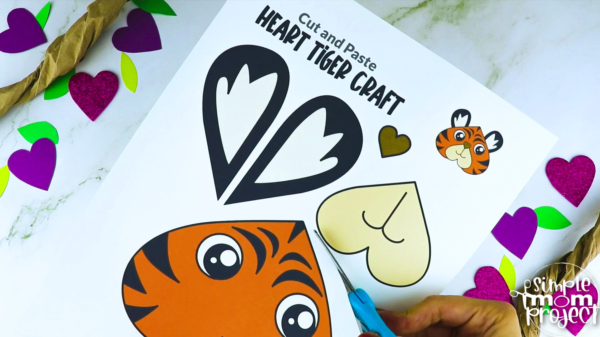 Printable Heart Tiger Craft for Kids, Preschool, Toddlers, kindergarten 4