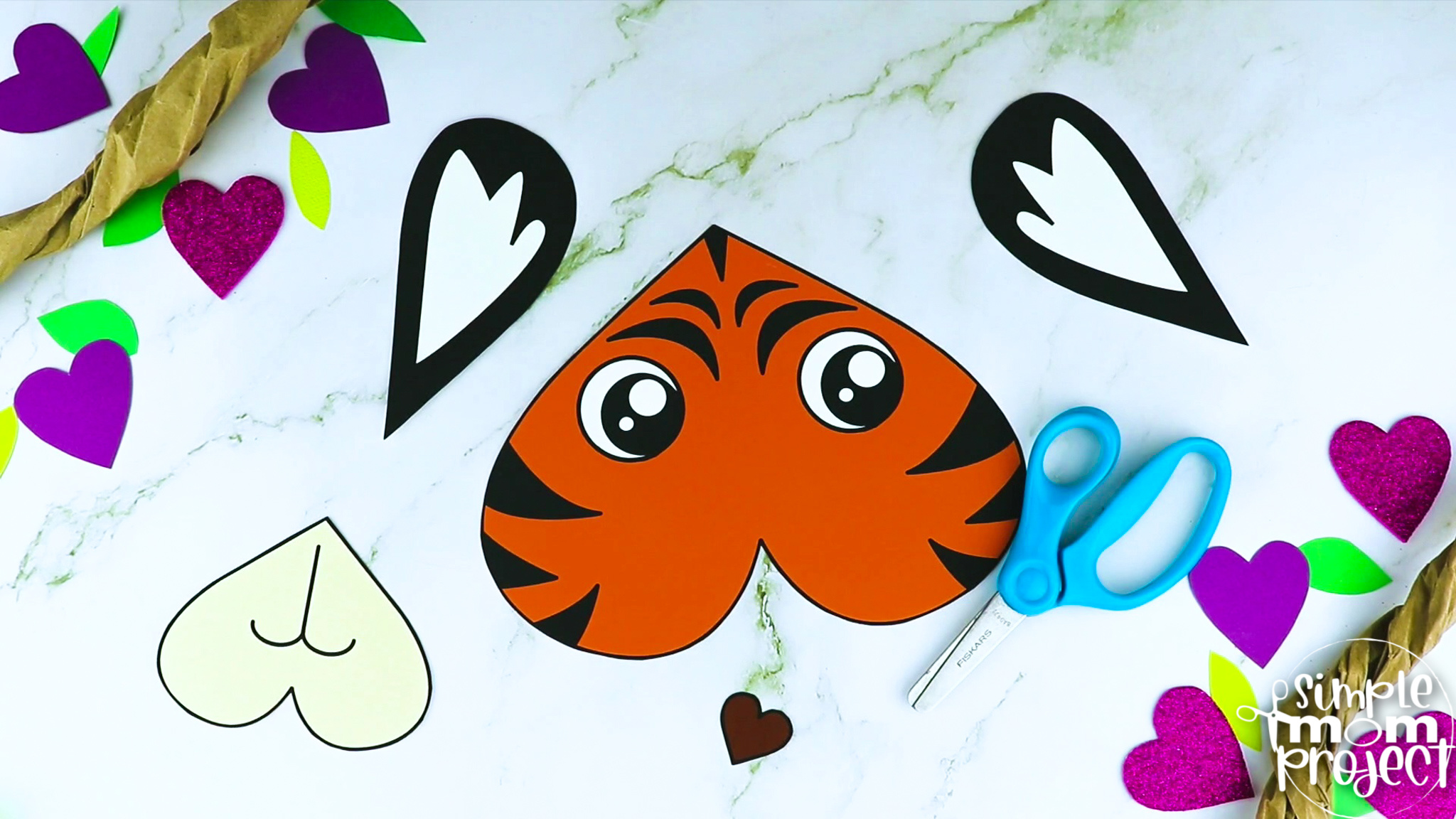 Printable Heart Tiger Craft for Kids, Preschool, Toddlers, kindergarten 5