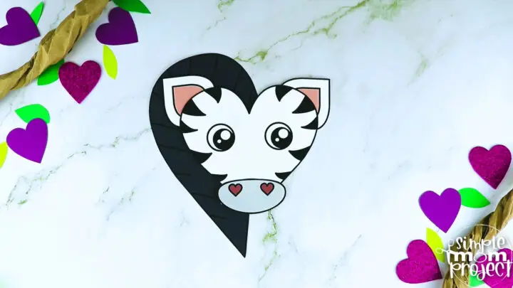 Printable Heart Zebra Craft for Kids, Preschool, Toddlers, kindergarten 2